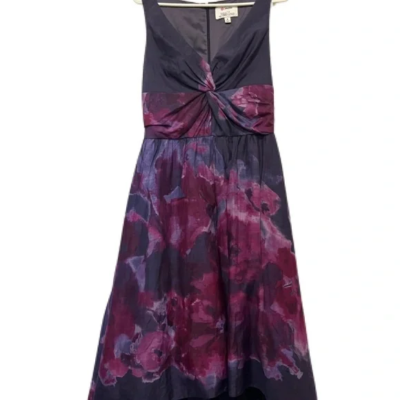Neuman Marcus Ella RoseElegant Purple and Pink Floral Dress. - Picture 3 of 5